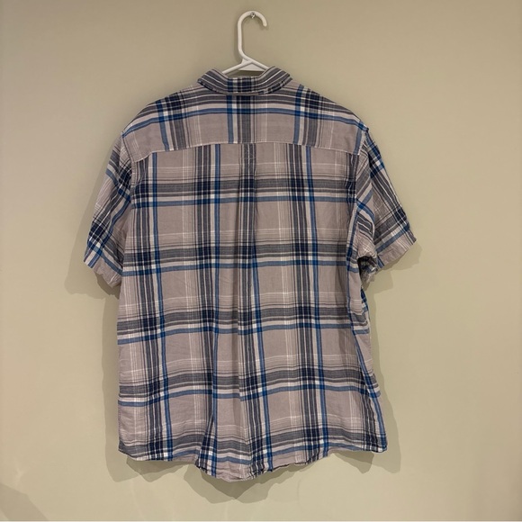 Eddie Bauer Short Sleeve Plaid Button-Down Shirt - Blue & Gray - Picture 7 of 8